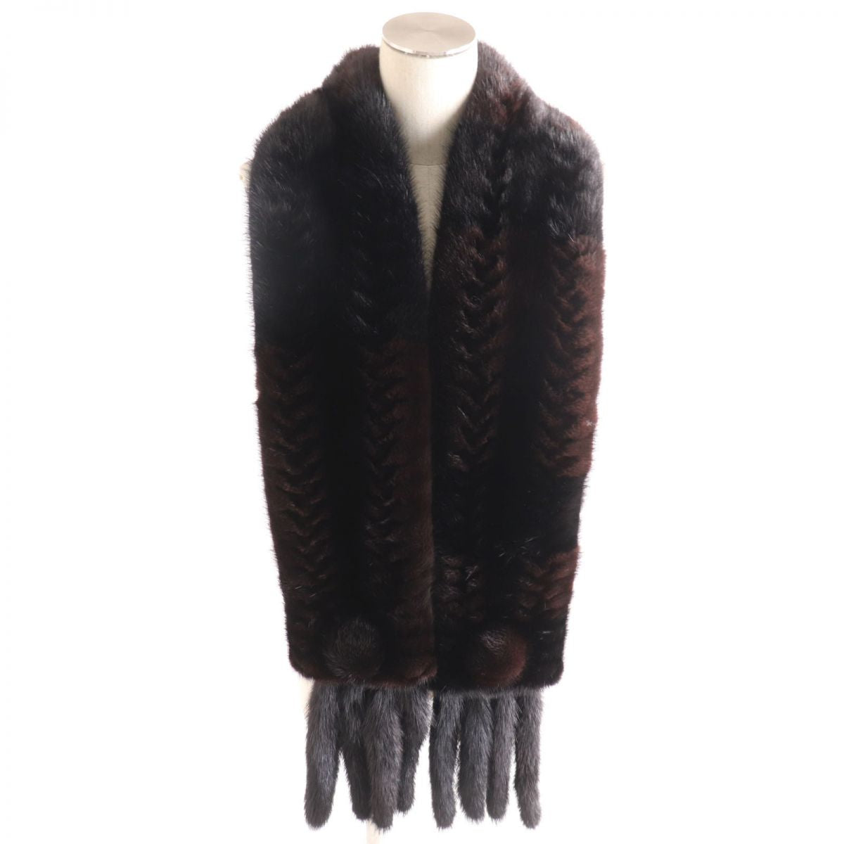 Mink Corduroy Shawl Stole Tippet Dark Brown