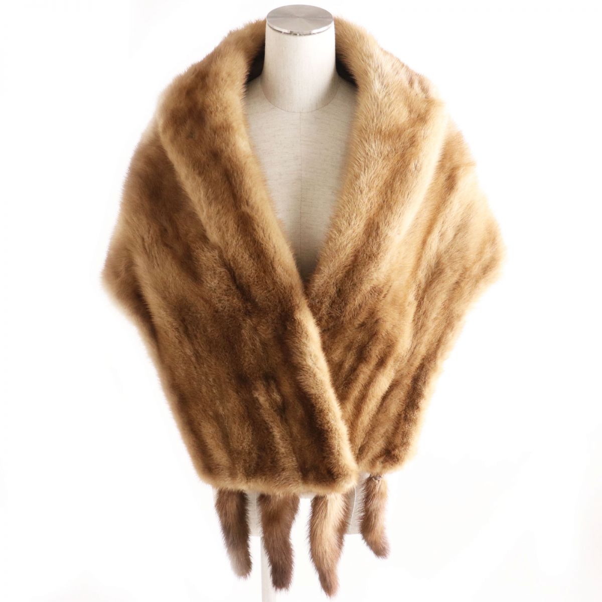 SAIKATSU Mink Large Shawl Stole Light Brown