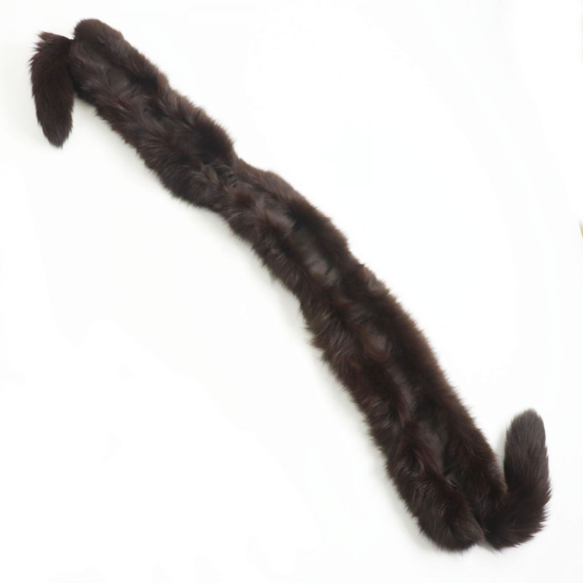 Fox Fur Shawl Stole Tippet Dark Brown