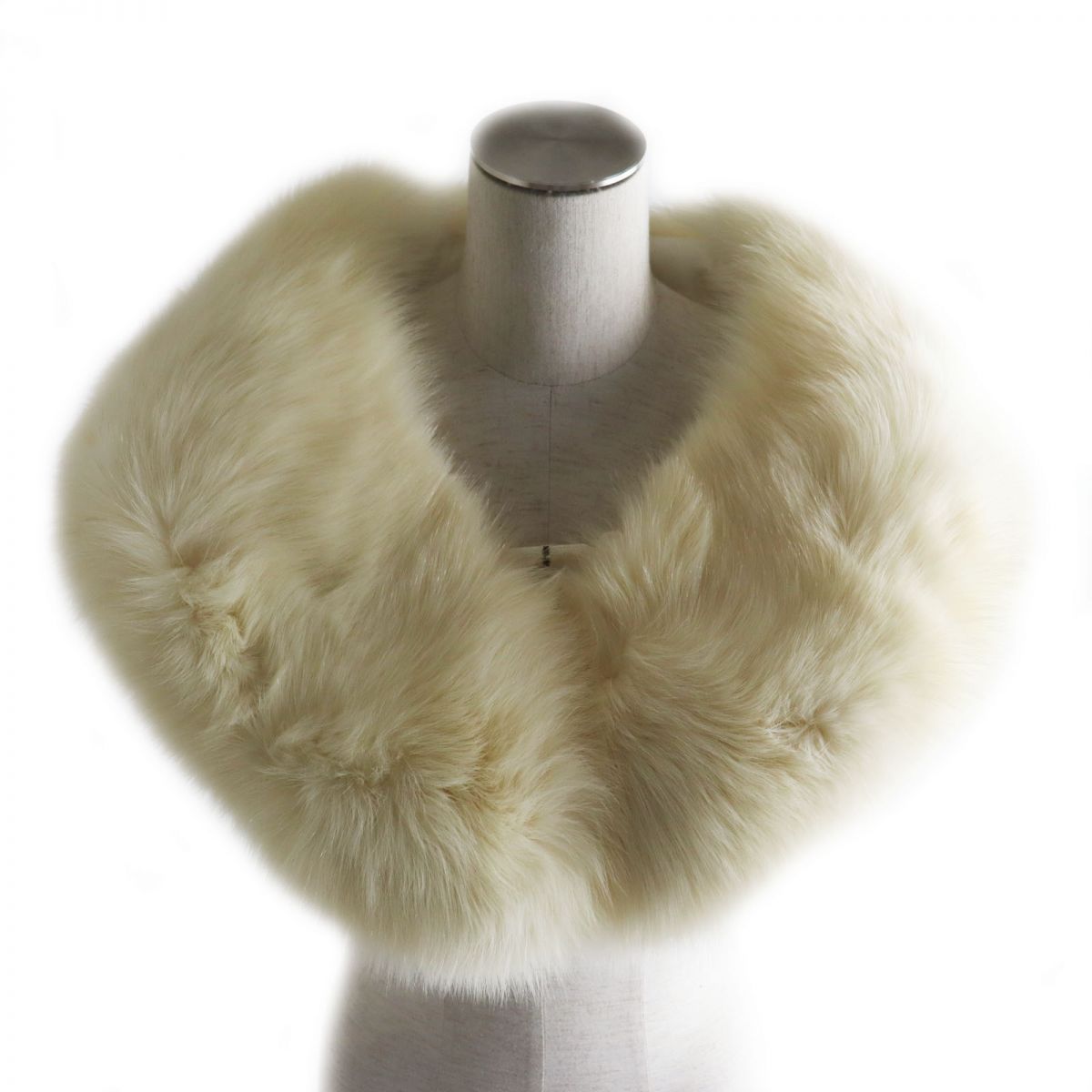 SAGA FOX Genuine Fur Shawl Stole Ivory