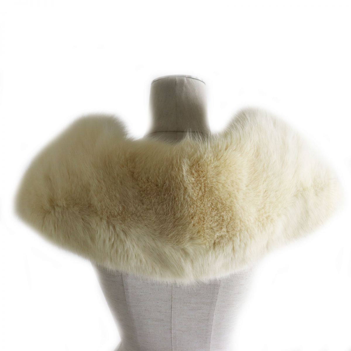 SAGA FOX Genuine Fur Shawl Stole Ivory