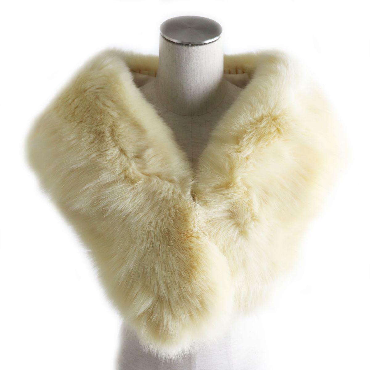 SAGA FOX Genuine Fur Shawl Stole Tippet Ivory