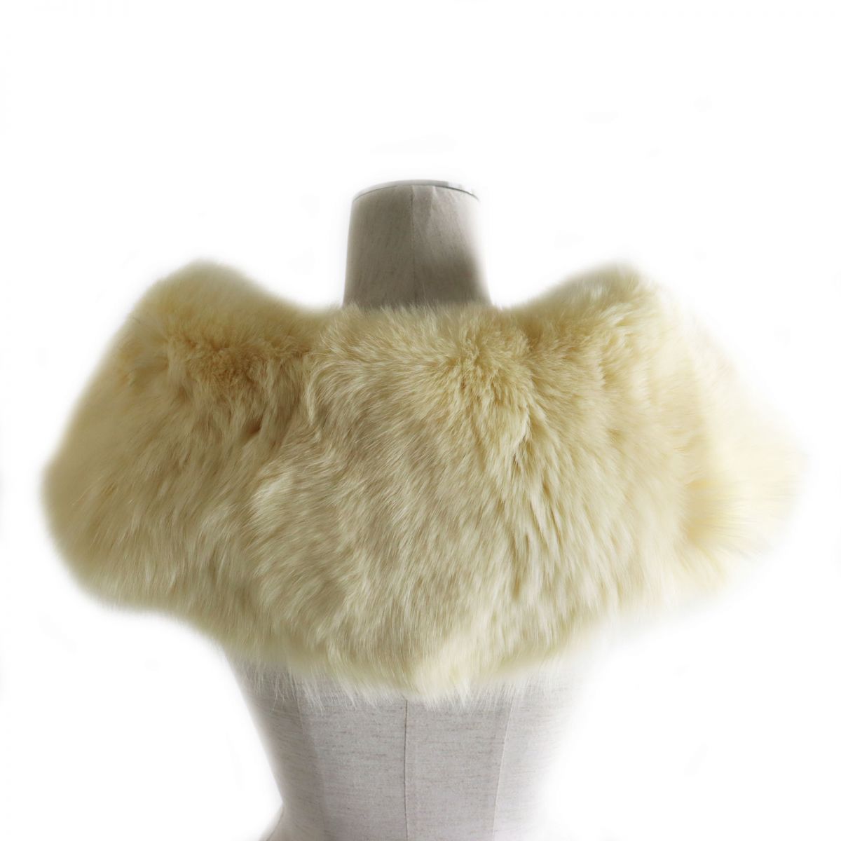 SAGA FOX Genuine Fur Shawl Stole Tippet Ivory