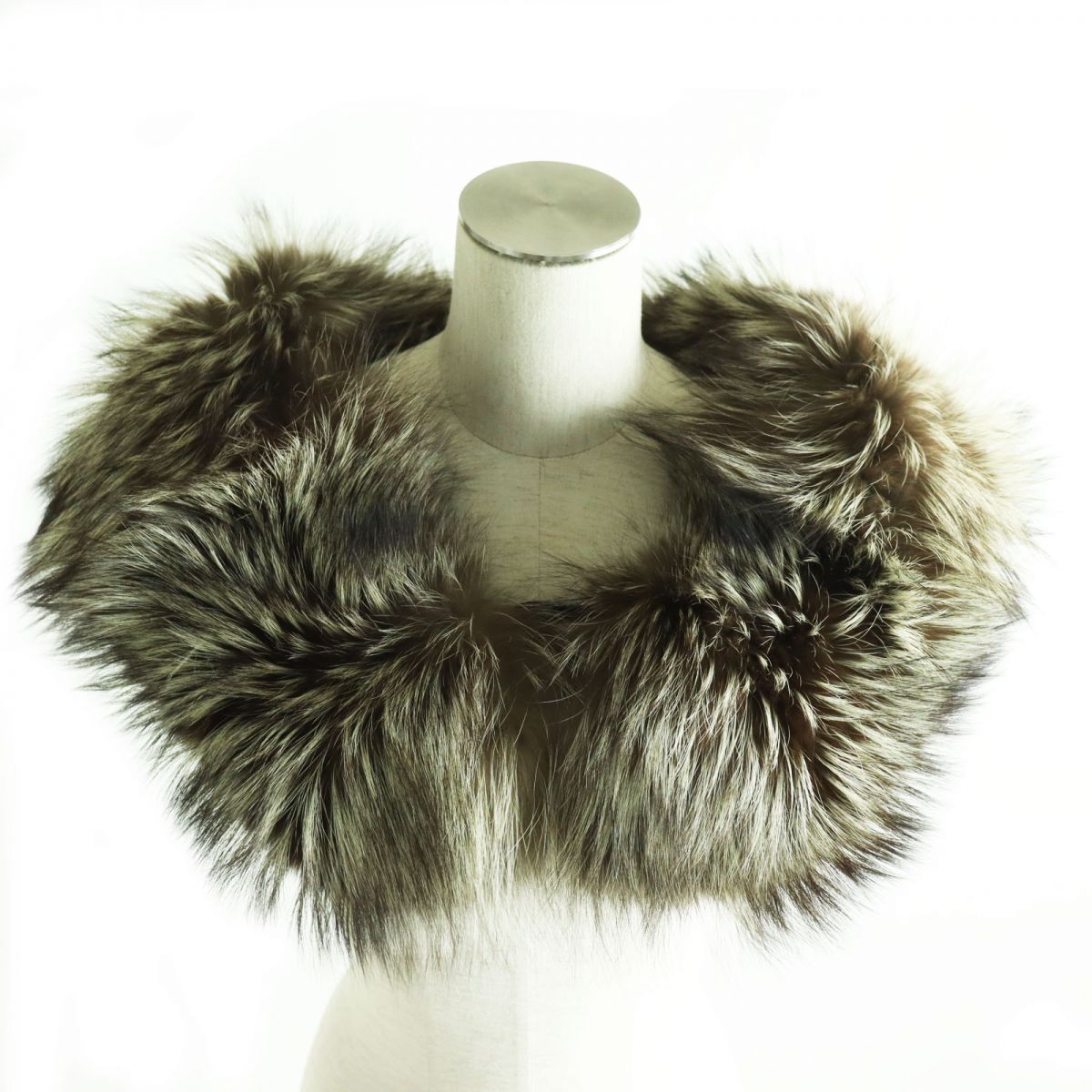 SAGA FOX Real Fur Shawl Stole Tippet White Brown