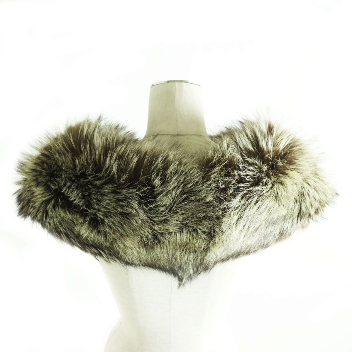 SAGA FOX Real Fur Shawl Stole Tippet White Brown