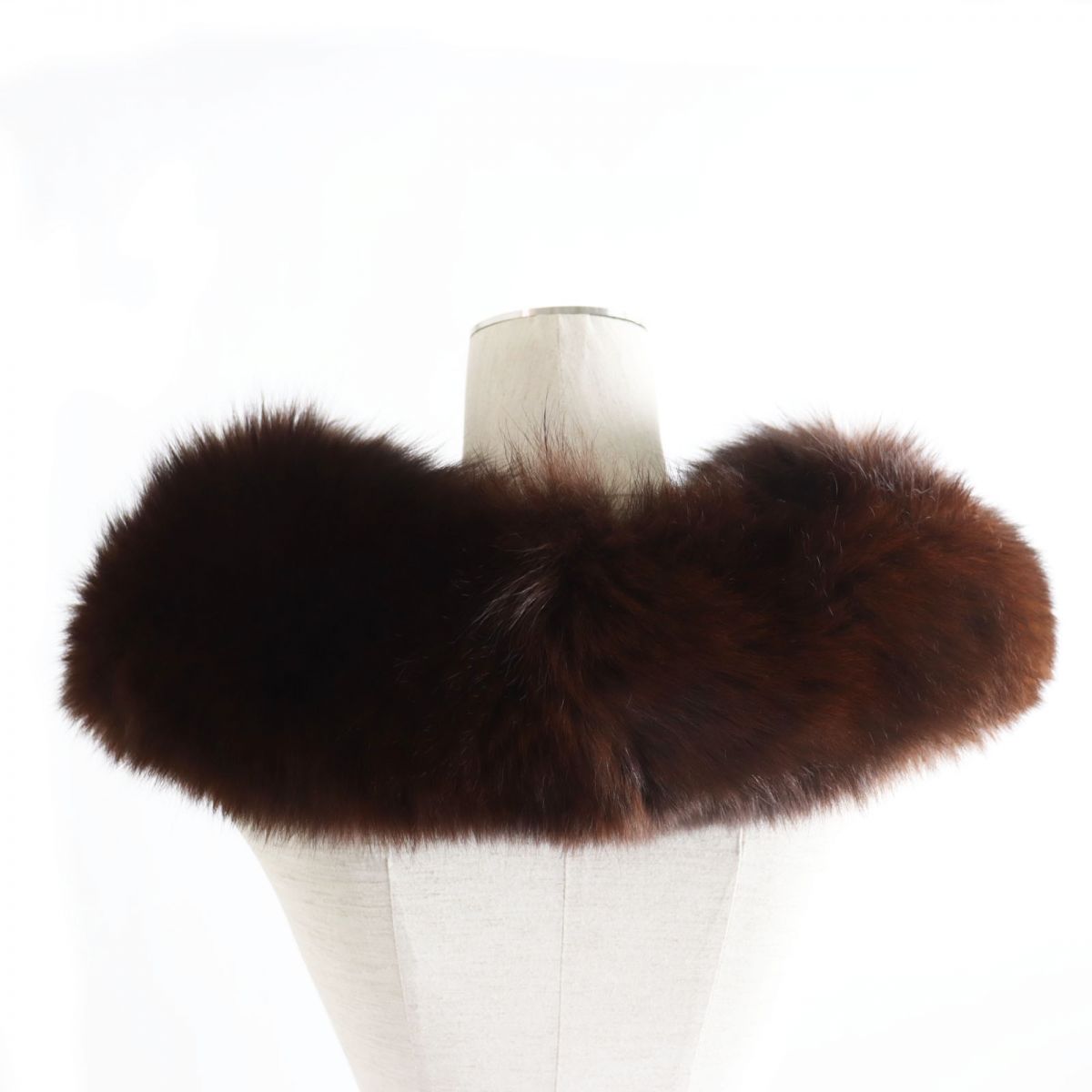 FOX Fur Shawl Stole Tippet Brown