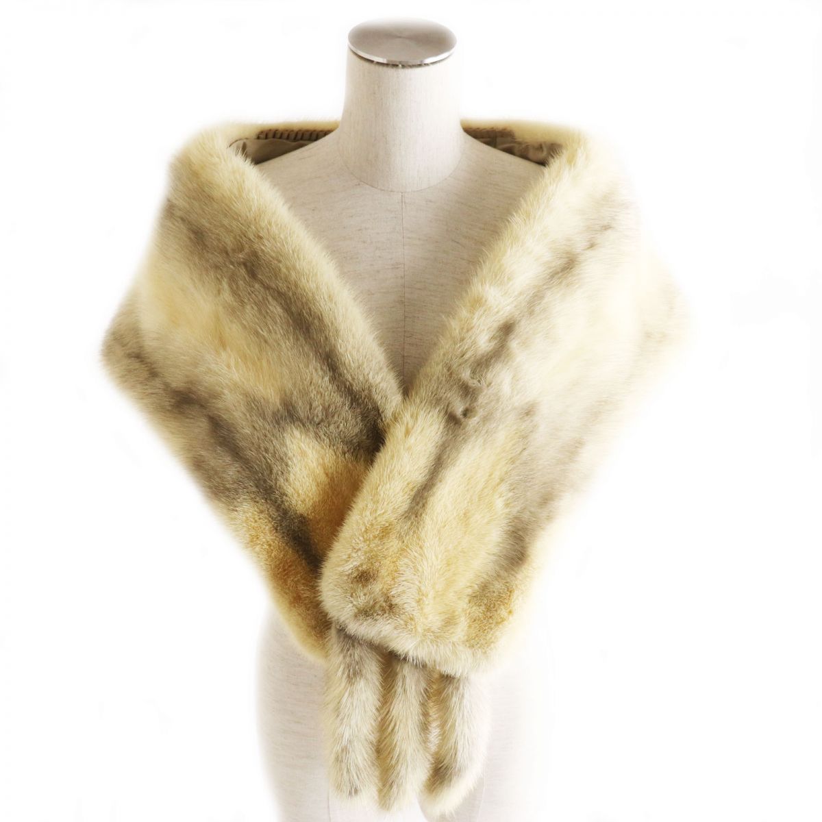 Mink Pearl White Cross Mink Shawl Stole