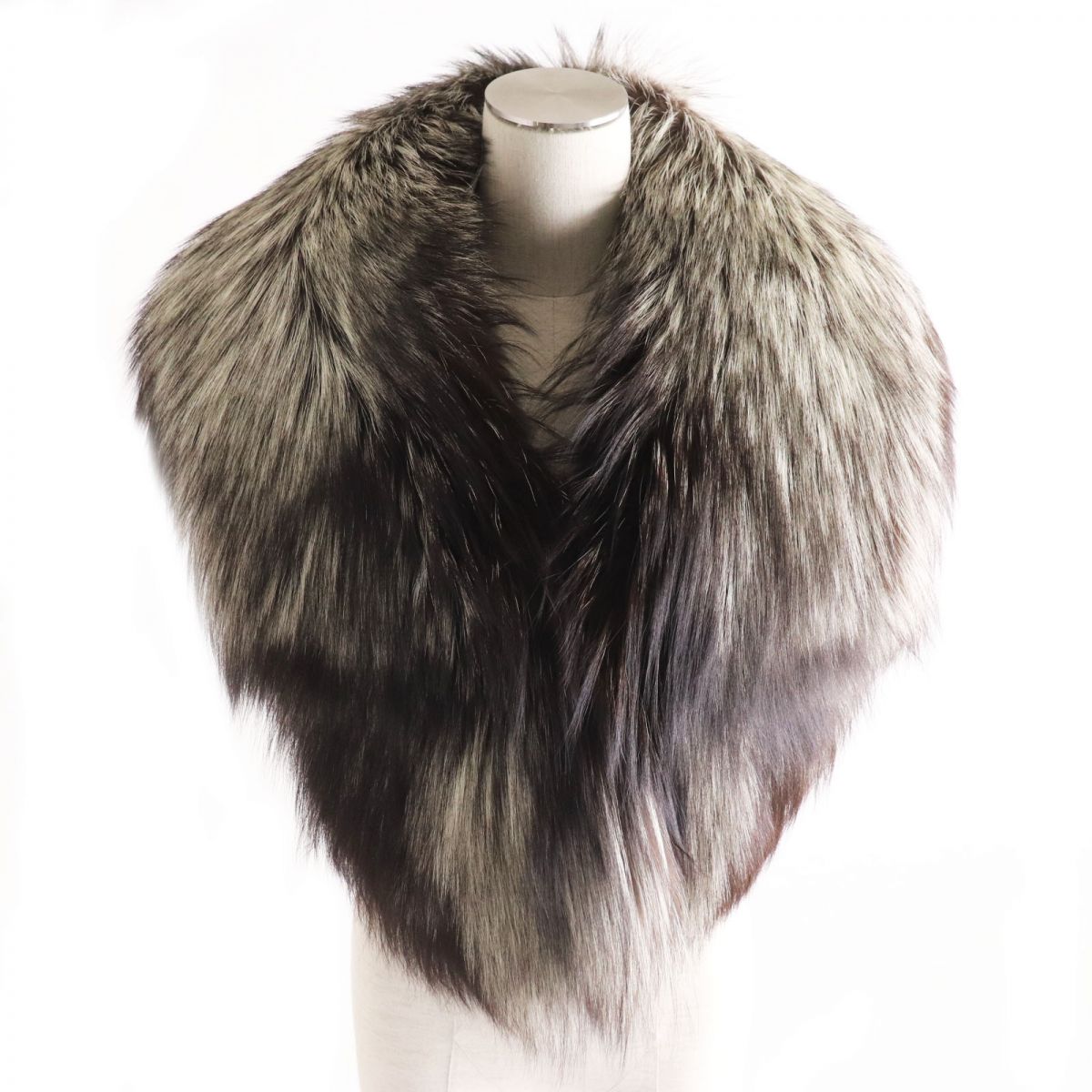 SAGA FOX Genuine Fur Shawl Stole White Brown