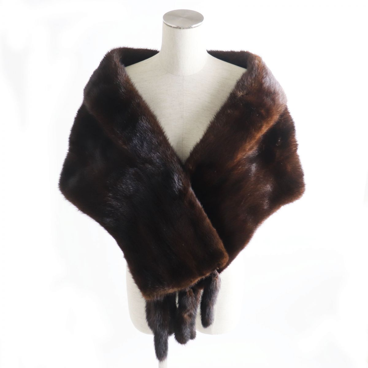 Mink Fur Shawl with Embroidery and Tassels