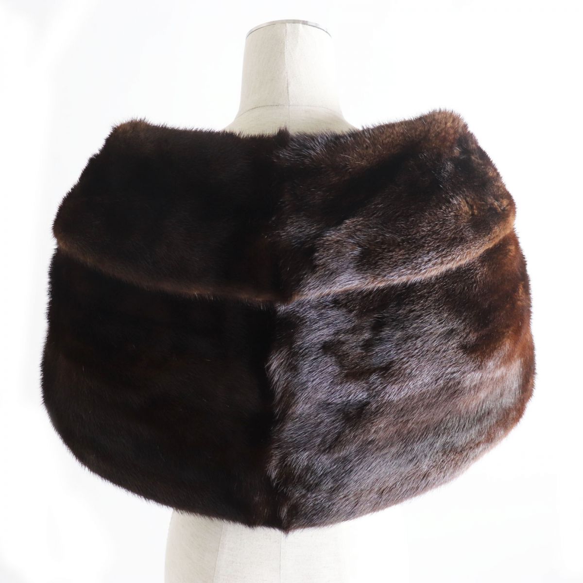 Mink Fur Shawl with Embroidery and Tassels