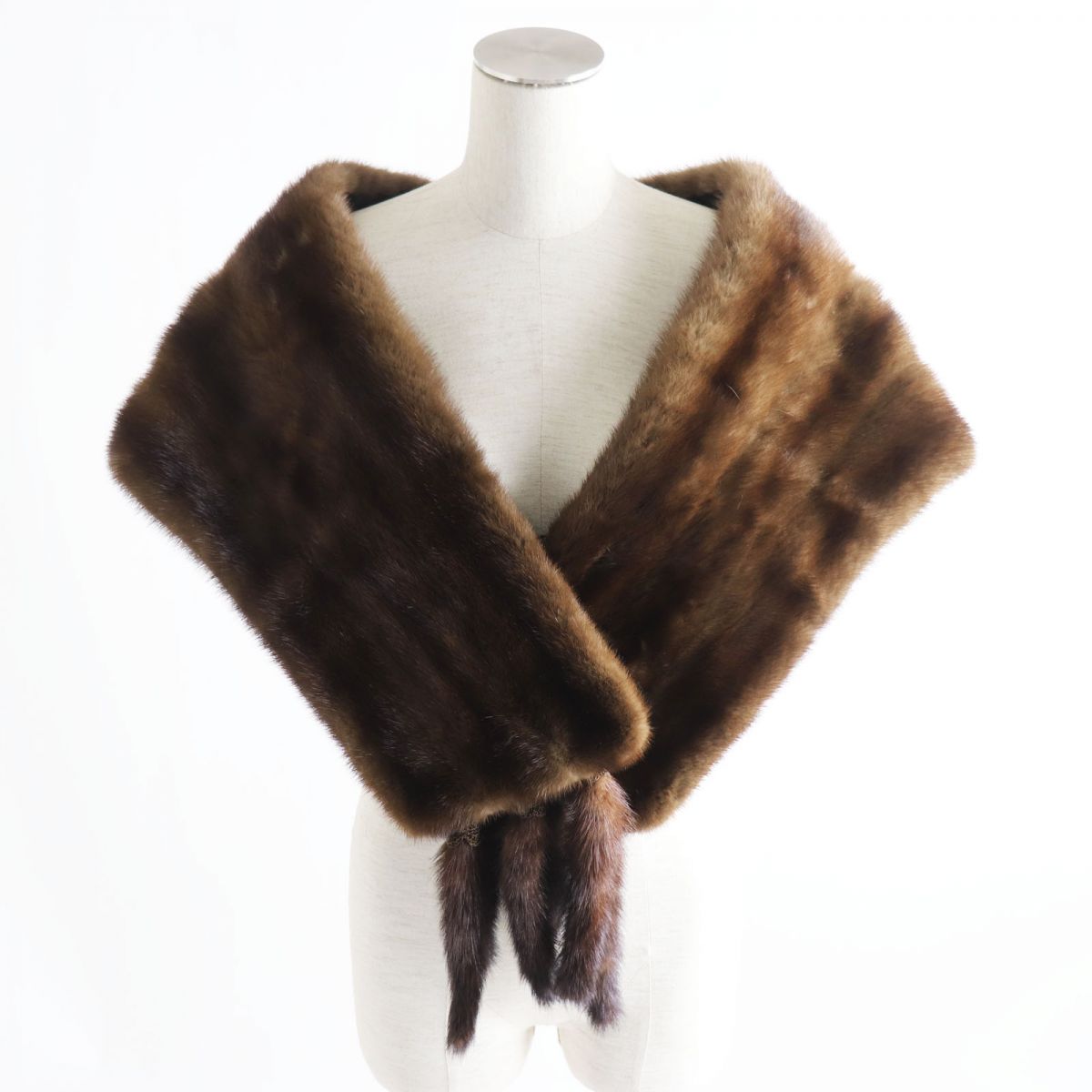 Mink Fur Shawl with Embroidery and Tassels