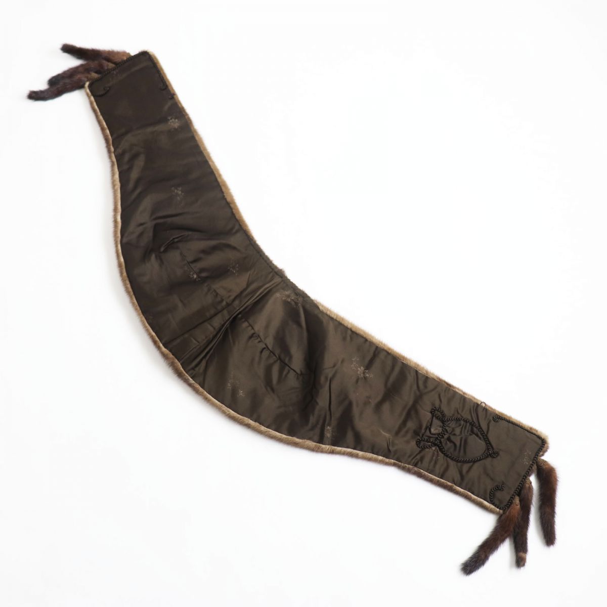 Mink Fur Shawl with Embroidery and Tassels