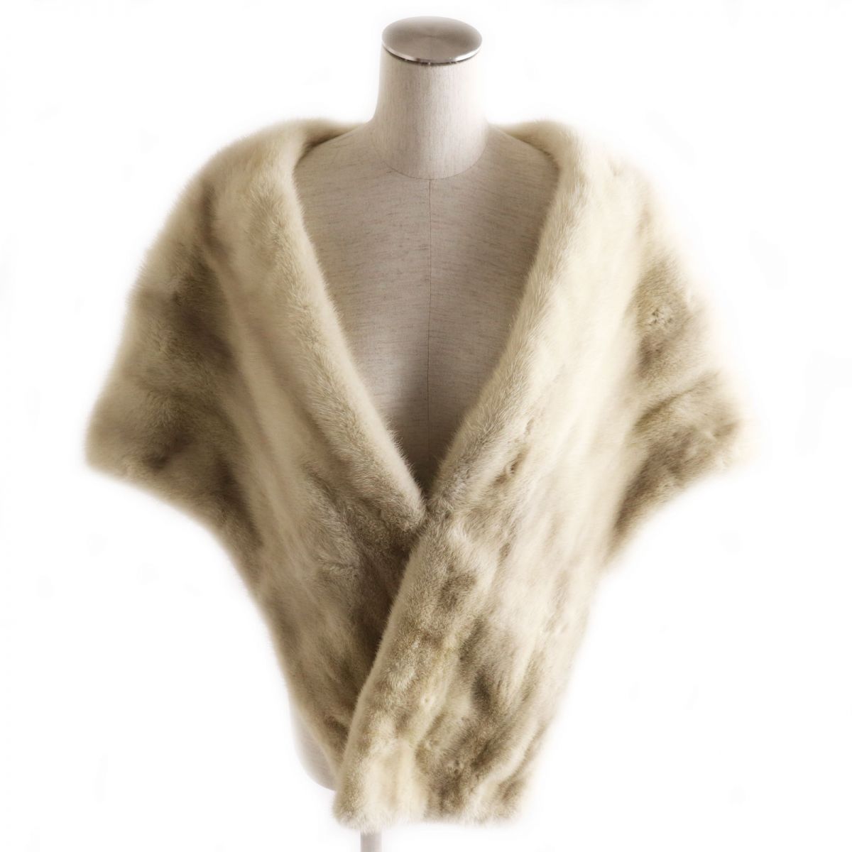 Sapphire Mink Real Fur Large Shawl Light Gray