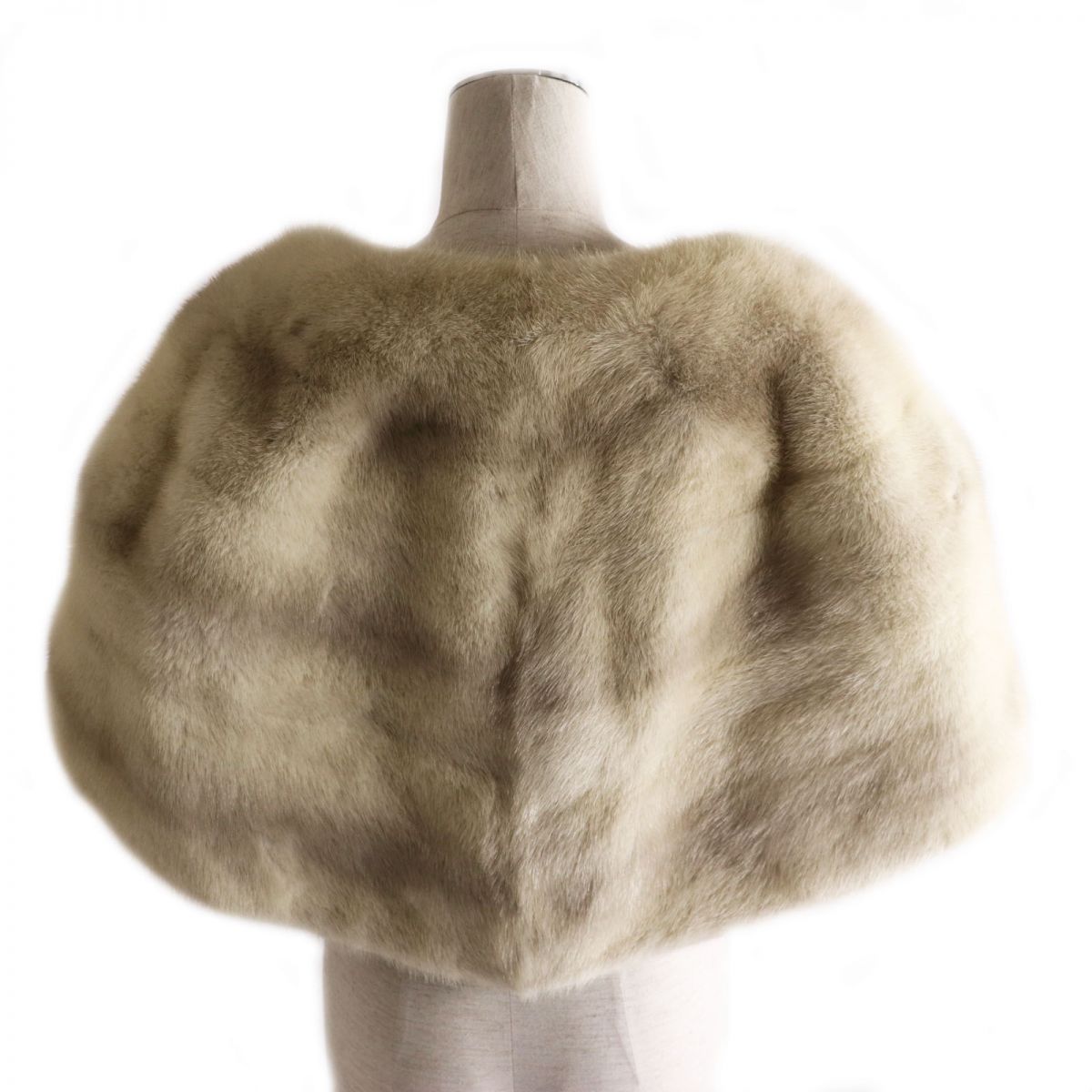 Sapphire Mink Real Fur Large Shawl Light Gray