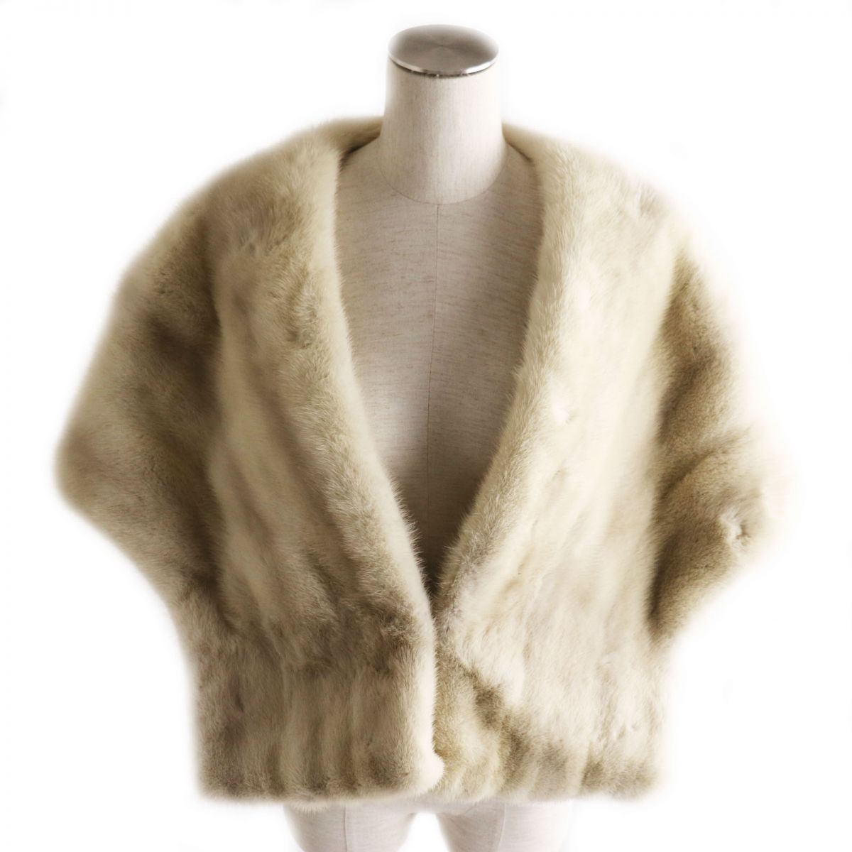 Sapphire Mink Real Fur Large Shawl Light Gray