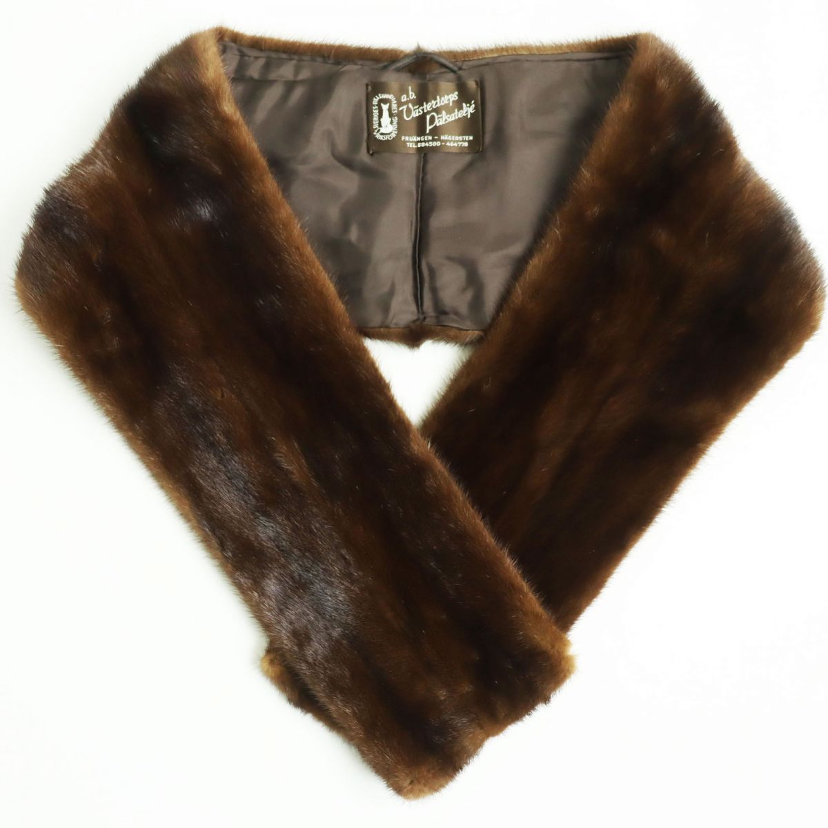 Mink Genuine Fur Shawl Stole Tippet Brown