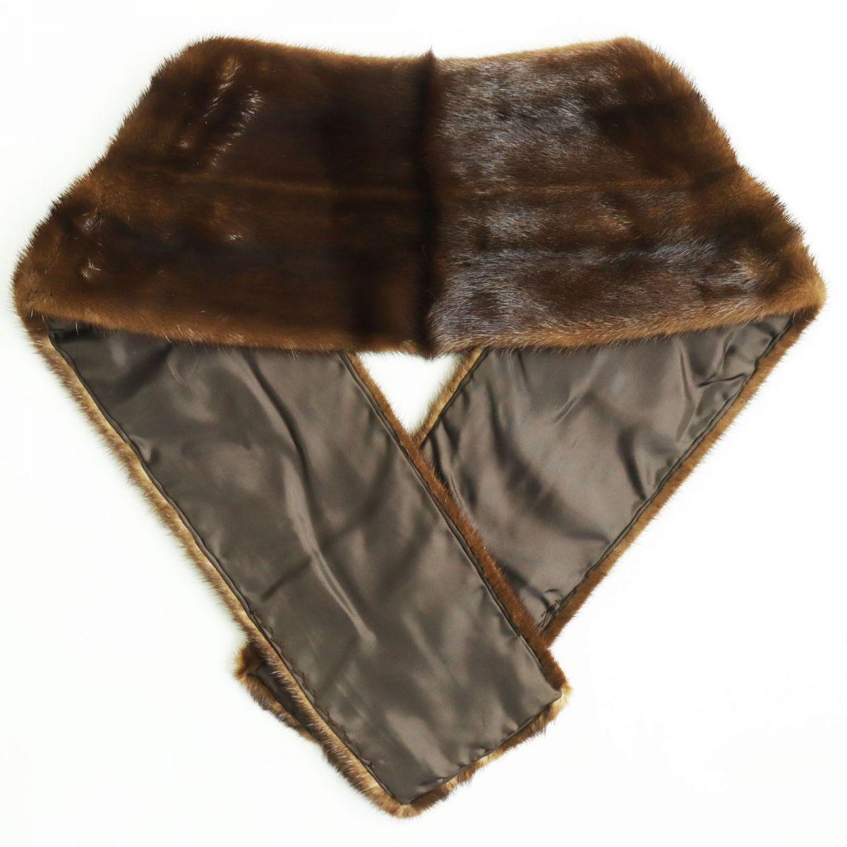 Mink Genuine Fur Shawl Stole Tippet Brown