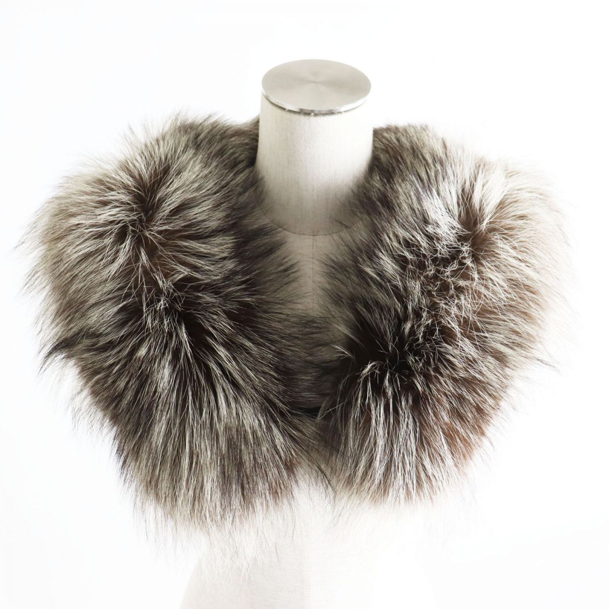 SAGA FOX Real Fur Shawl Stole Tippet White Brown