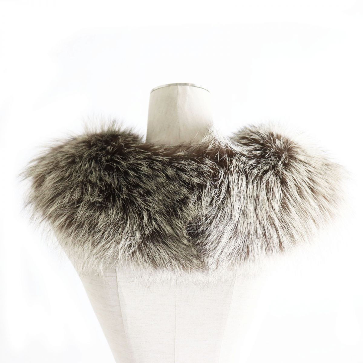 SAGA FOX Real Fur Shawl Stole Tippet White Brown