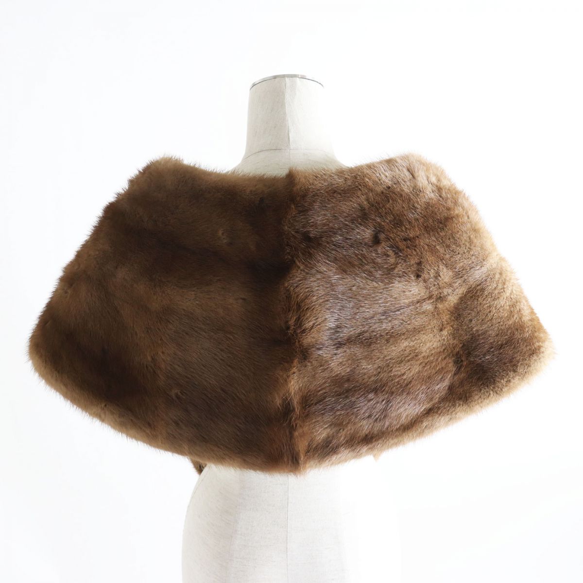 Mink Shawl Stole Tippet Real Fur Light Brown