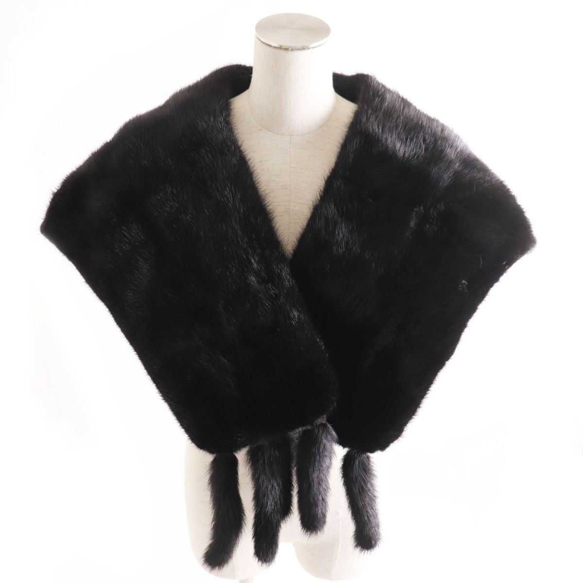 Mink Fur Large Shawl Stole Tippet Black