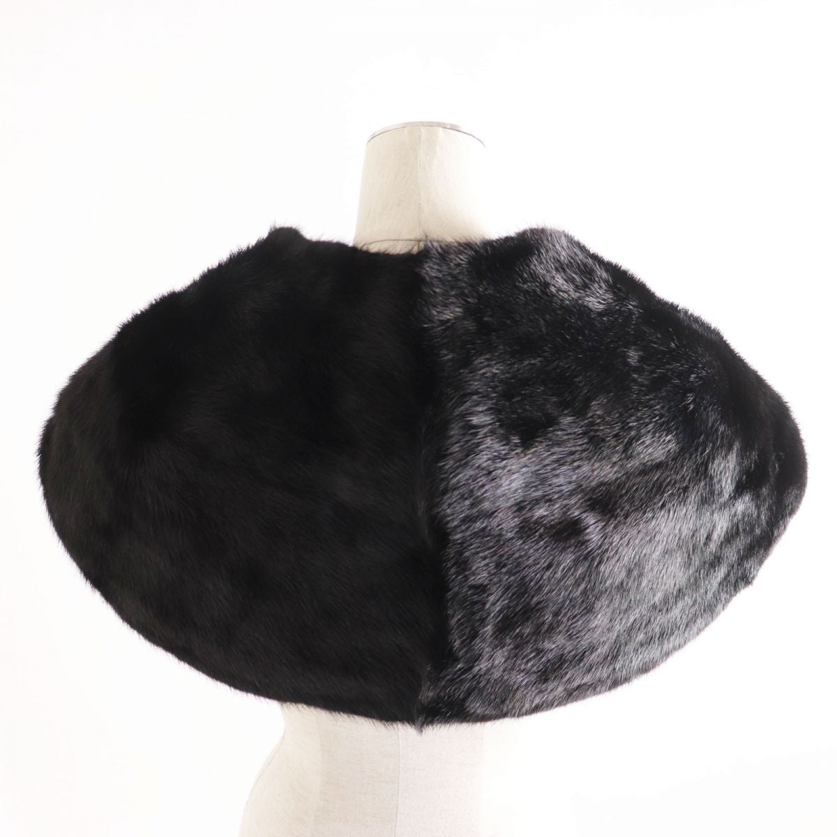 Mink Fur Large Shawl Stole Tippet Black