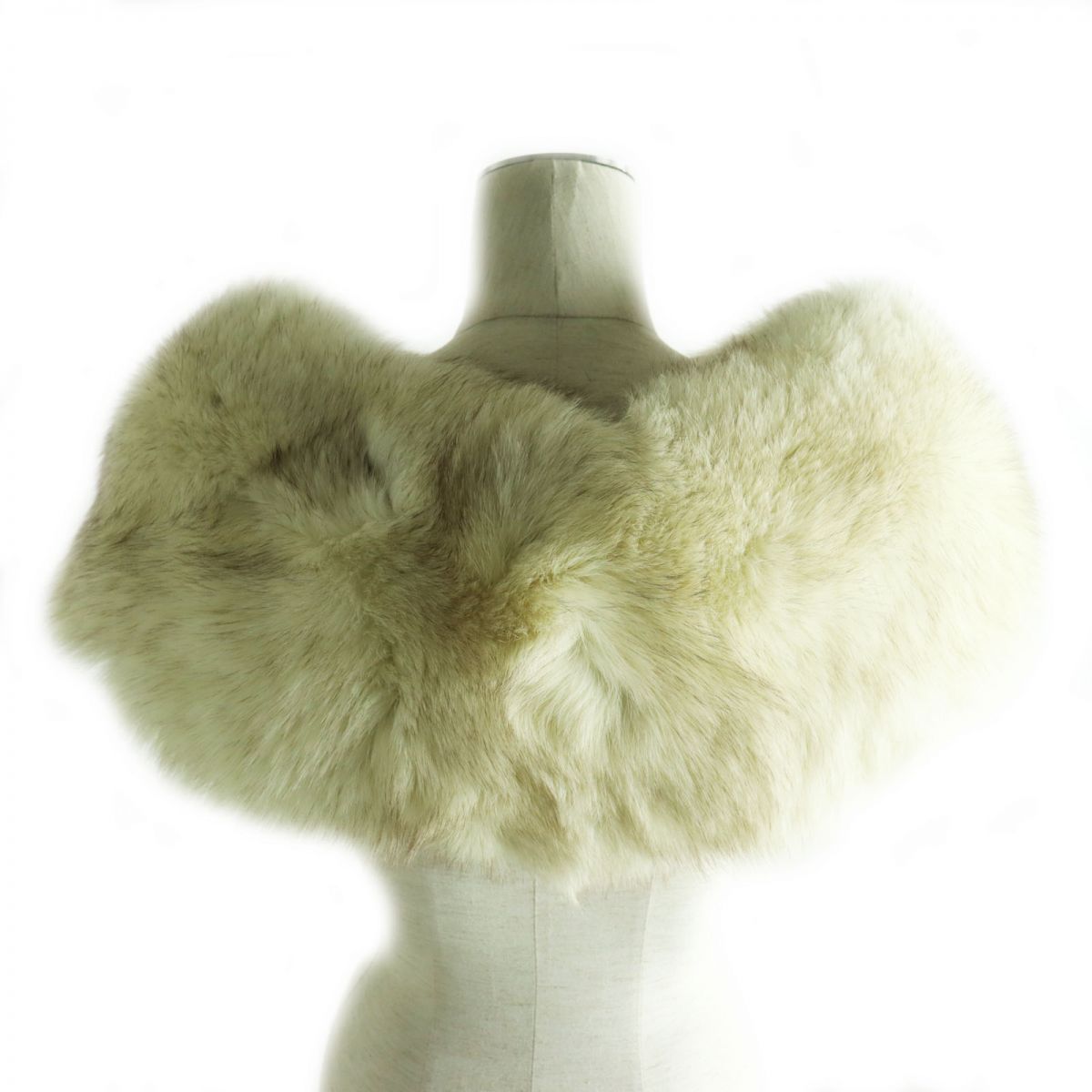 FOX Fur Shawl Stole Tippet Ivory Brown