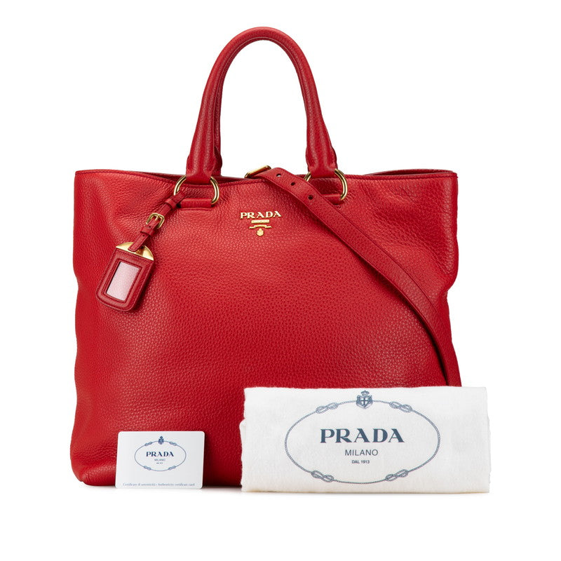 Prada Leather 2WAY Tote Bag BN2865 Red