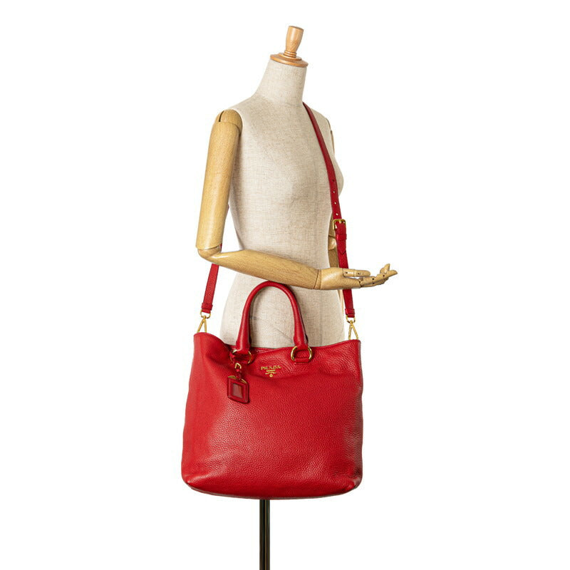 Prada Leather 2WAY Tote Bag BN2865 Red