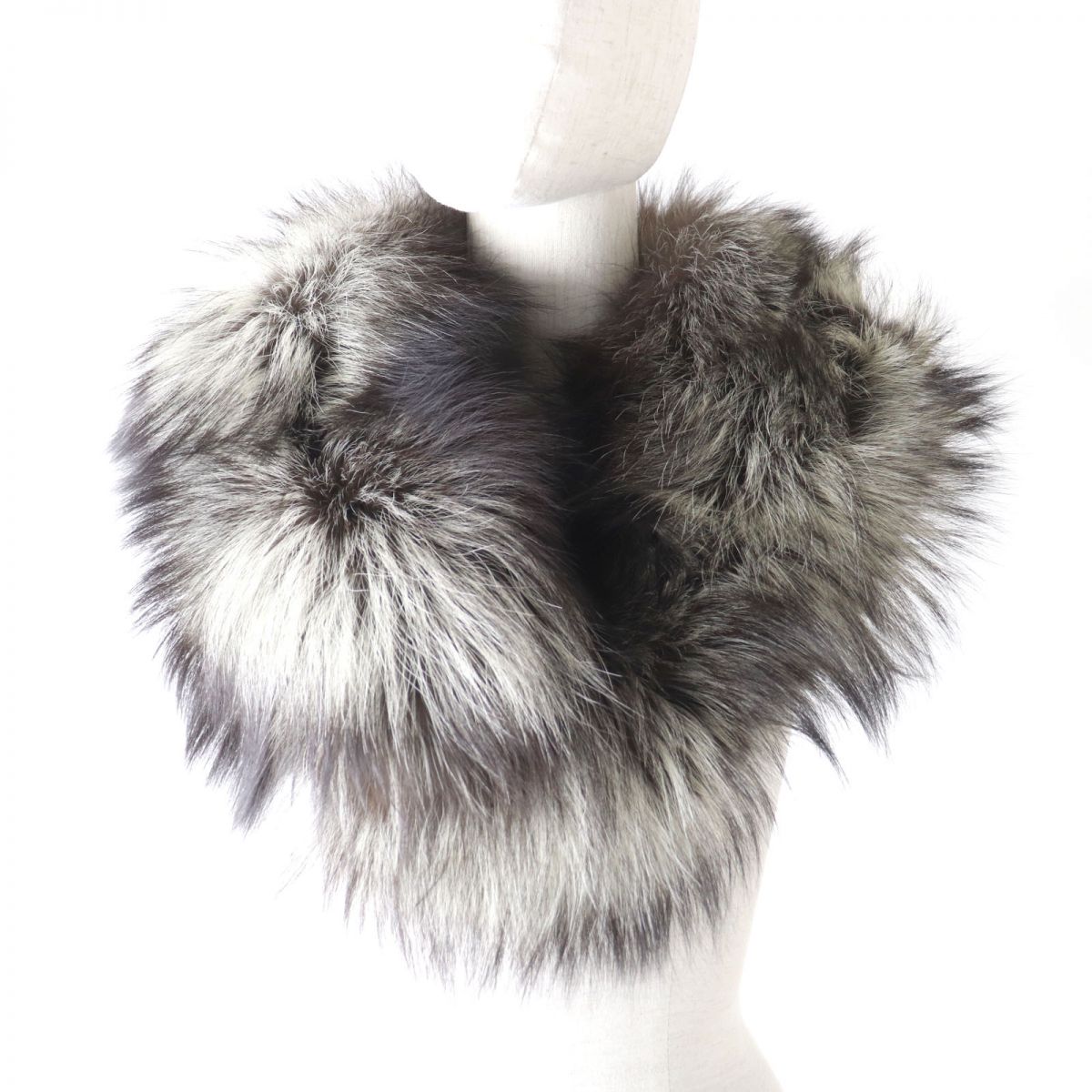 Saga Fox Genuine Fur Shawl Stole Brown Ivory