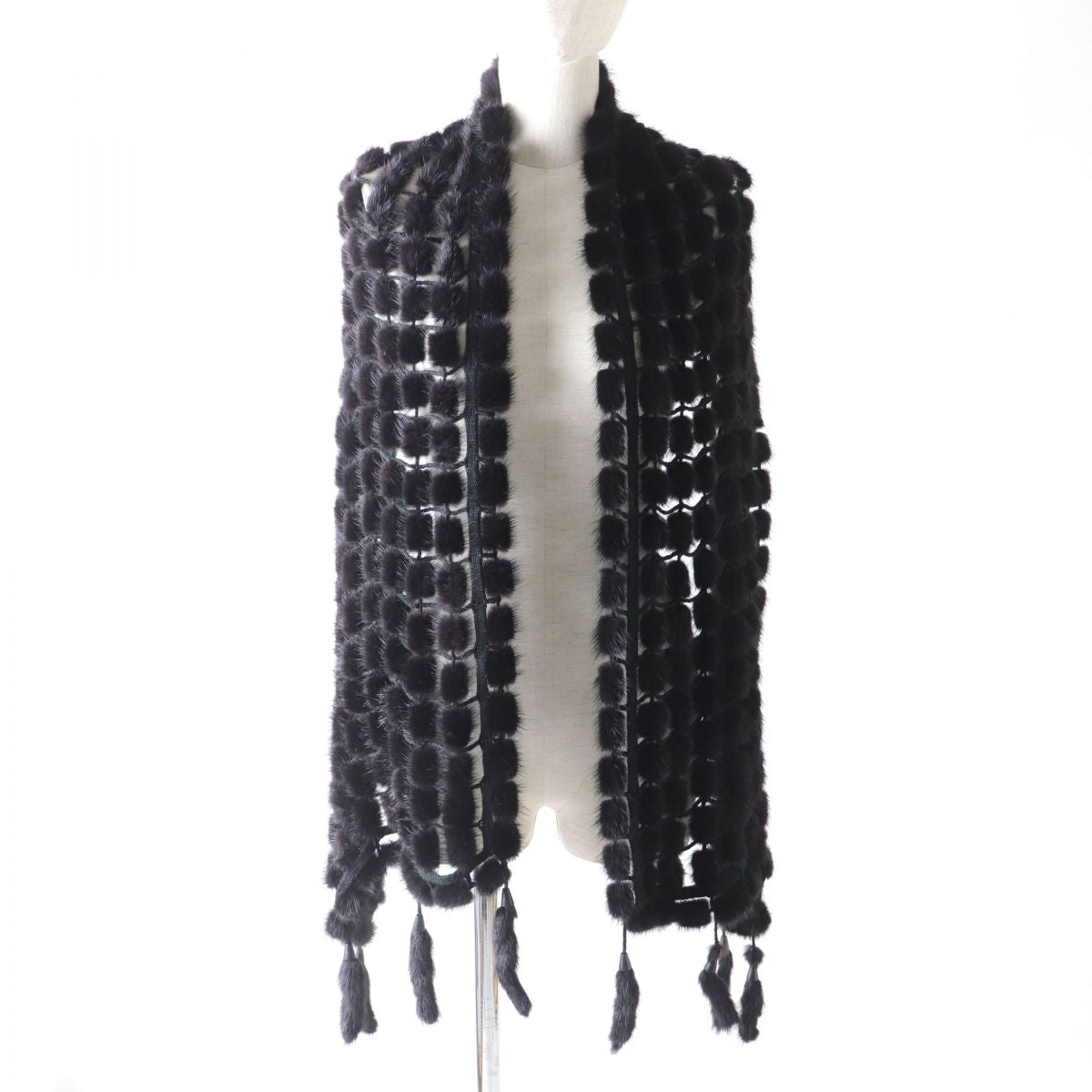 Mink Brahma Fur Shawl Stole Black