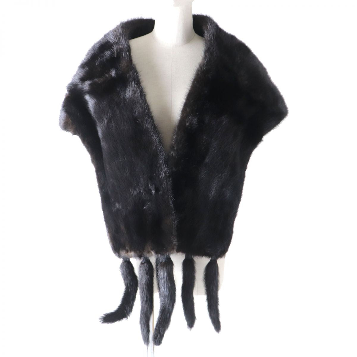 Mink Fur Large Shawl Stole Black