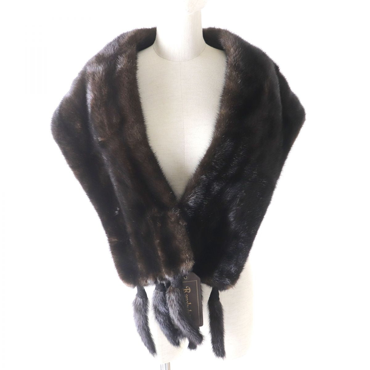 Lambleton MINK Fur Shawl Tippet Dark Brown