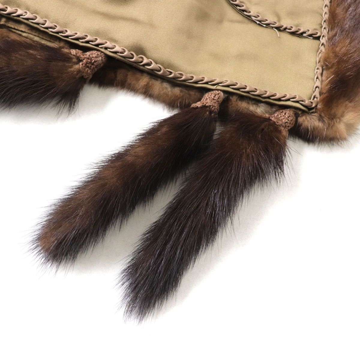 Mink Real Fur Large Shawl with Tassels