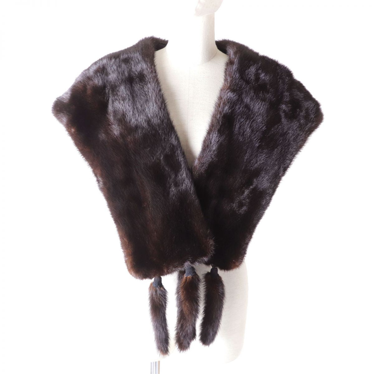 Mink Fur Shawl Tippet Dark Brown