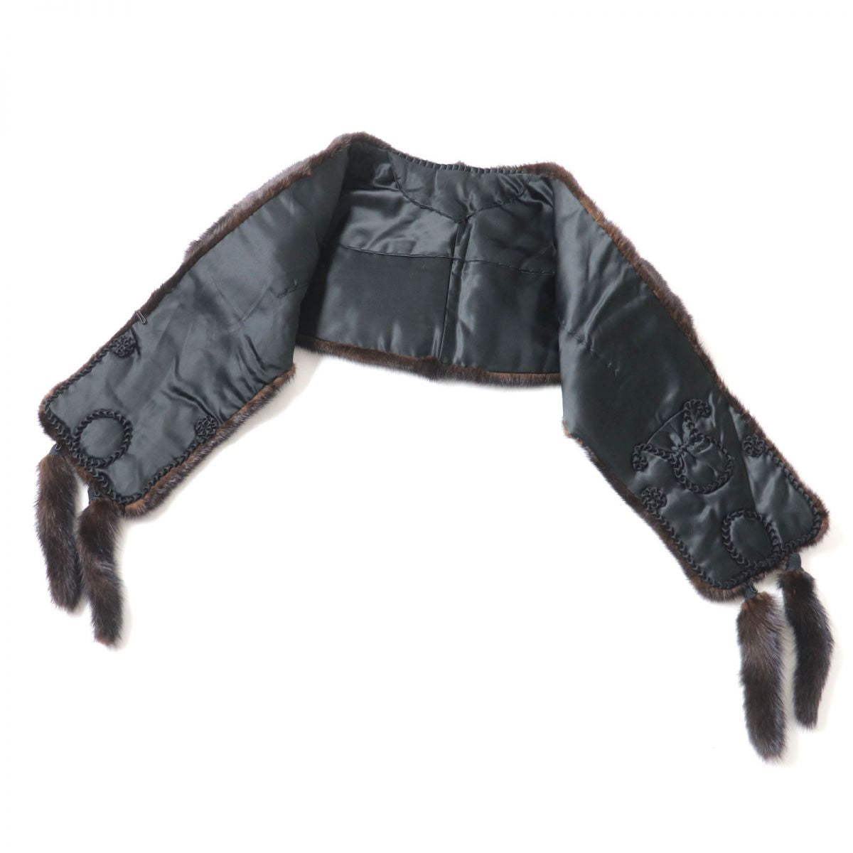 Mink Fur Shawl Tippet Dark Brown