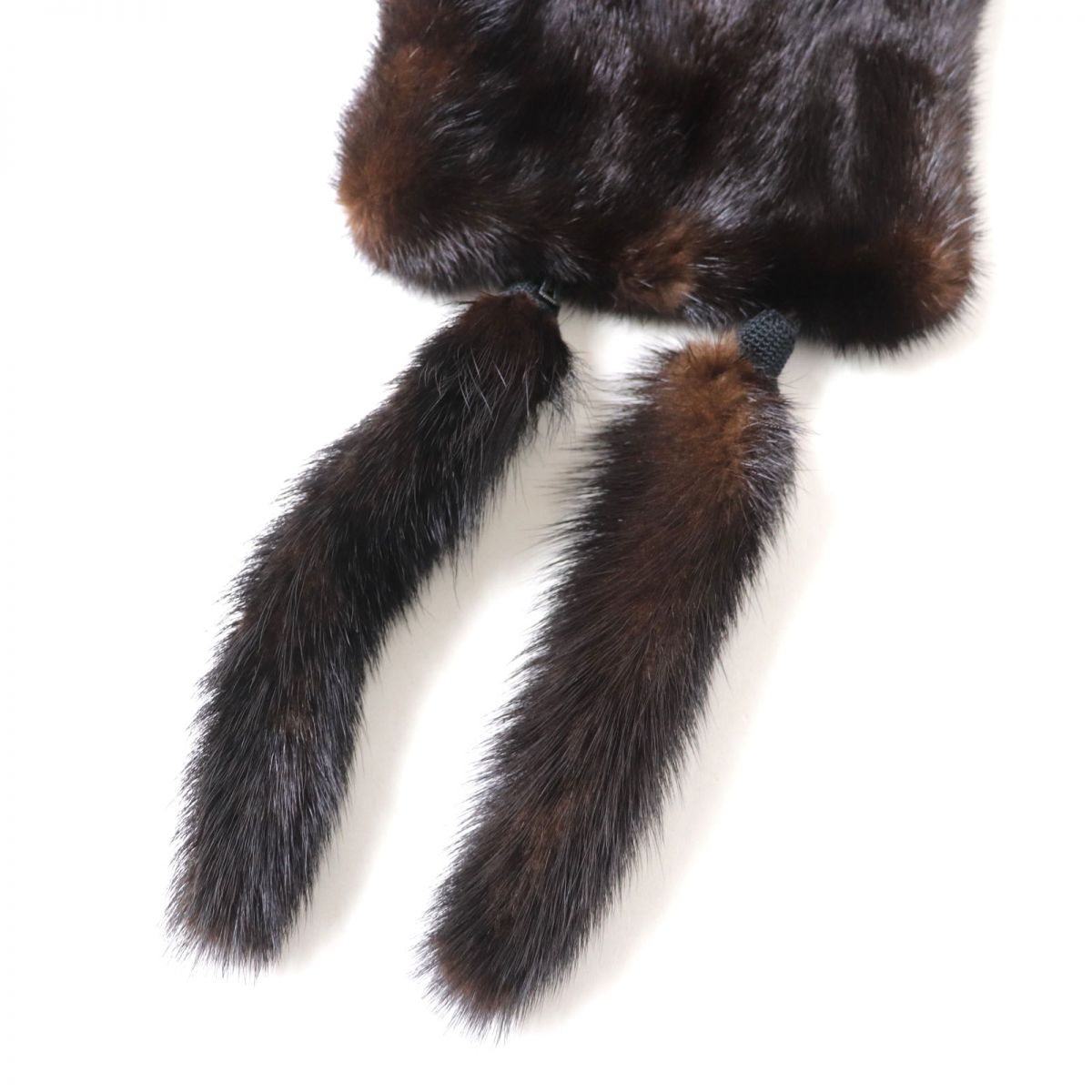 Mink Fur Shawl Tippet Dark Brown