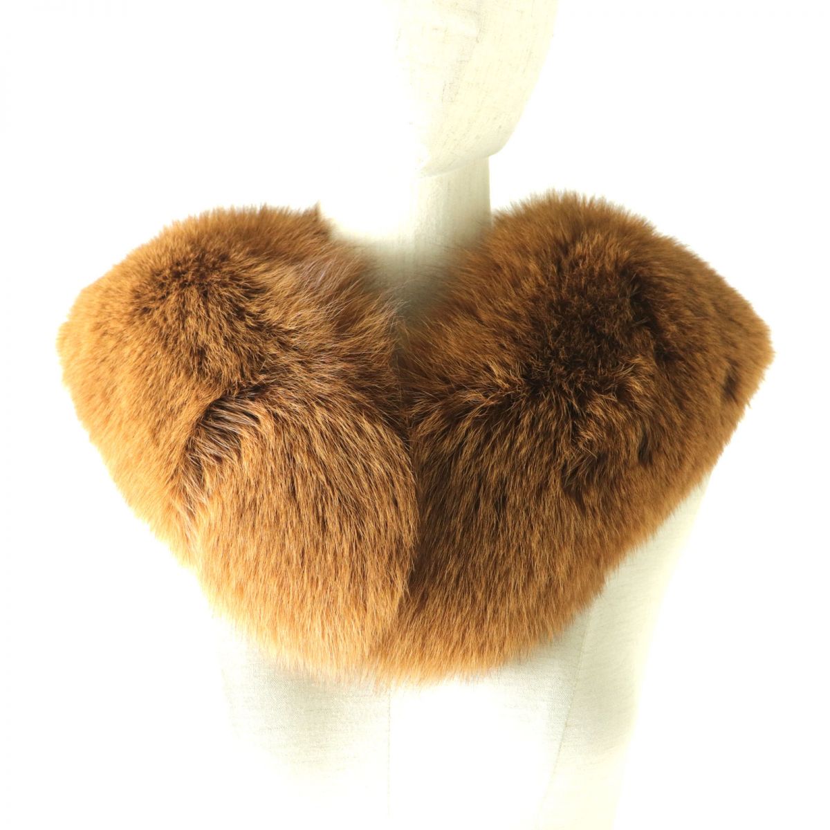 FOX Genuine Fur Shawl Stole Brown