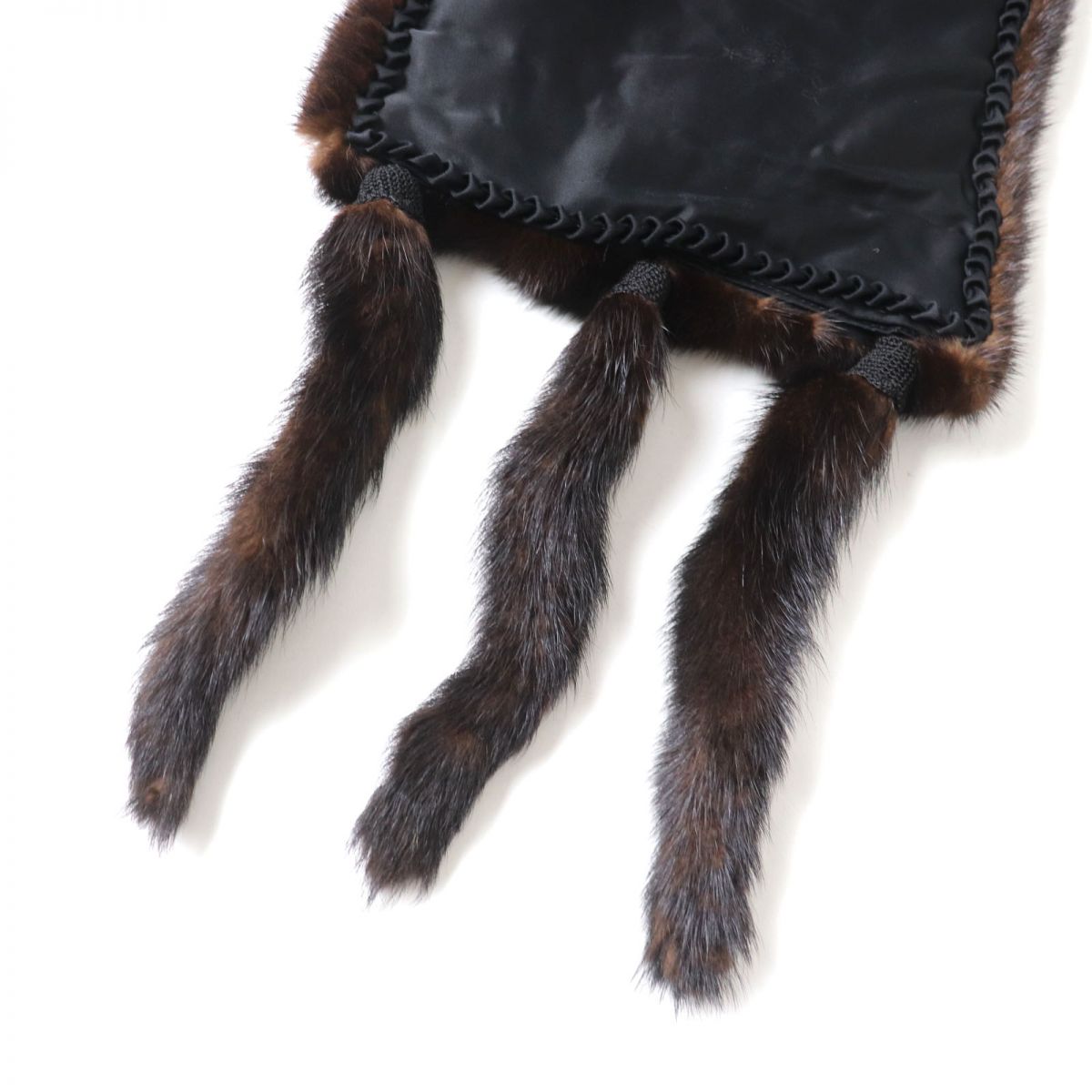 Mink Fur Large Shawl Stole Tippet Dark Brown