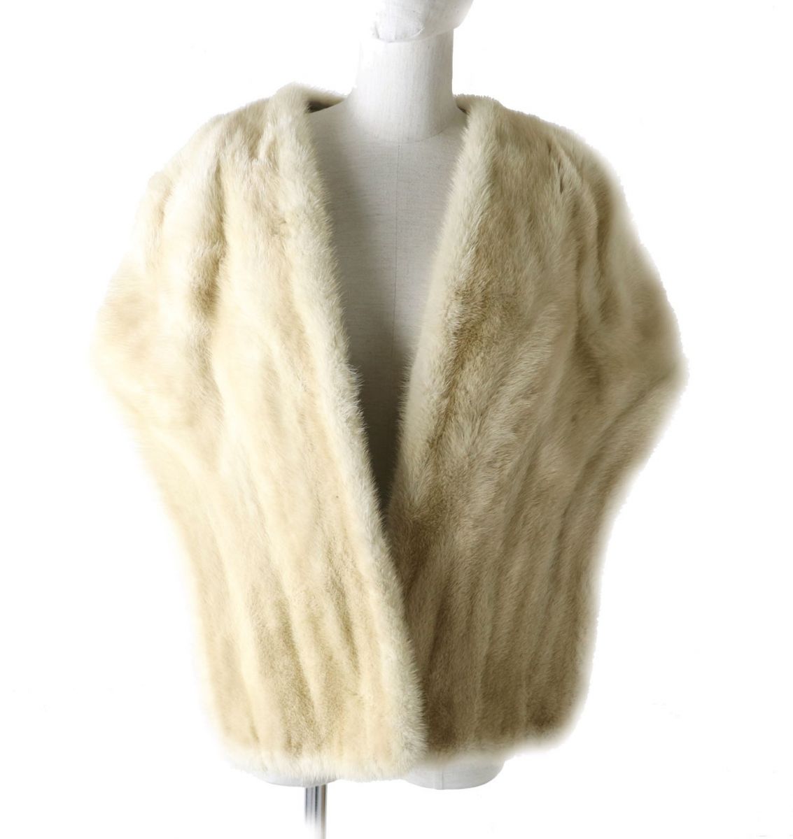 Beige Mink Real Fur Shawl Stole Tippet