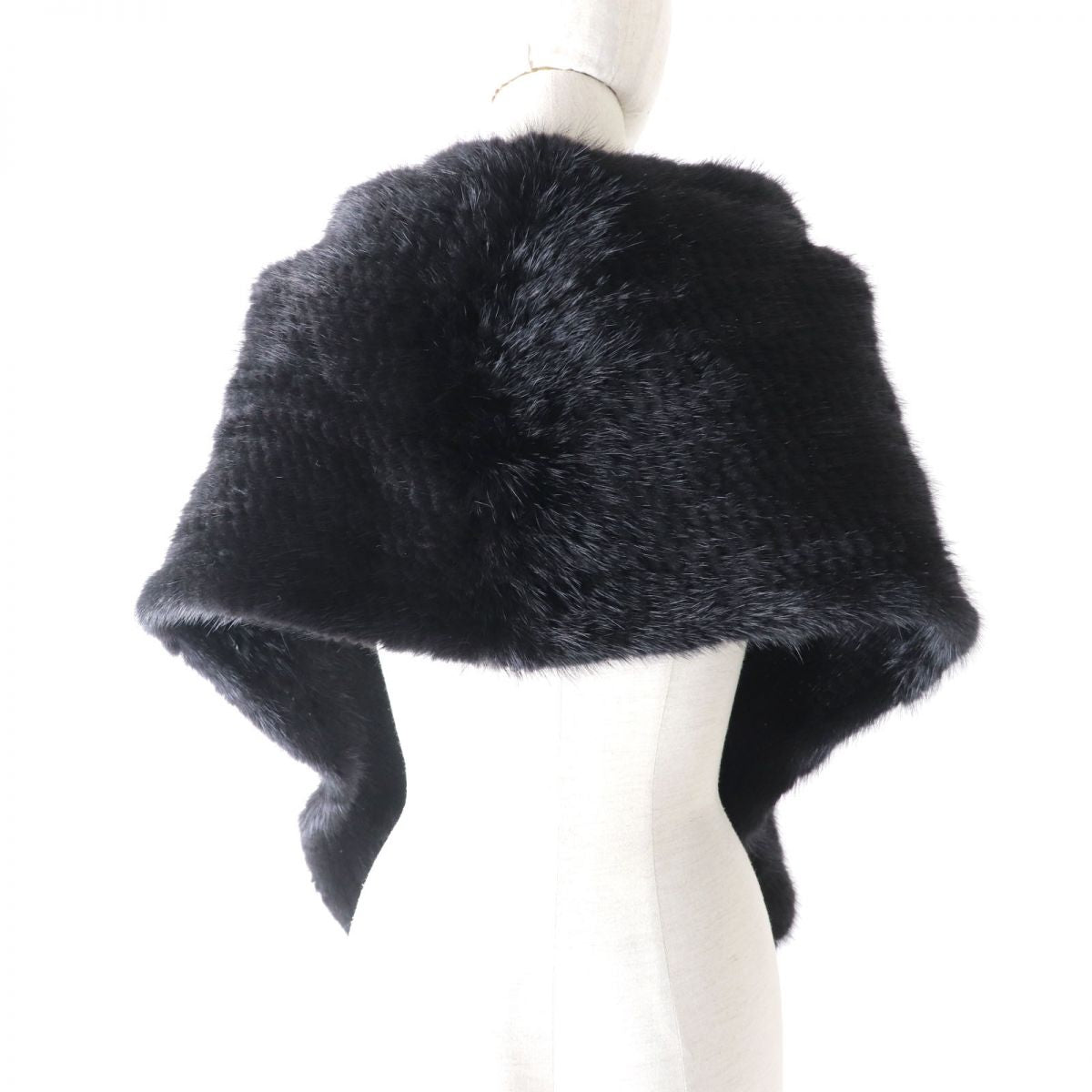 Mink Lightweight Fur Shawl with Tassels and Pockets