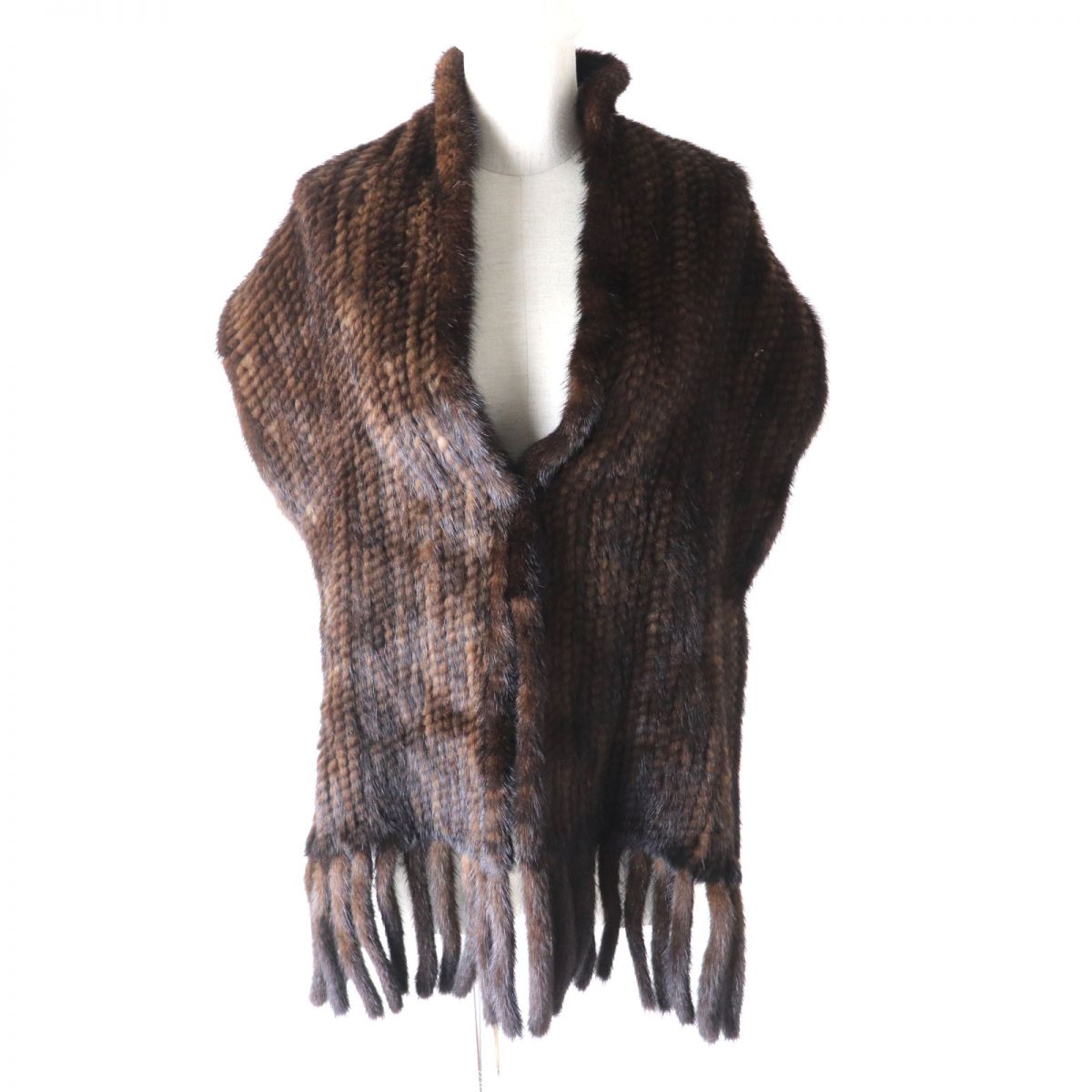 Mink Lightweight Fur Shawl Stole Dark Brown