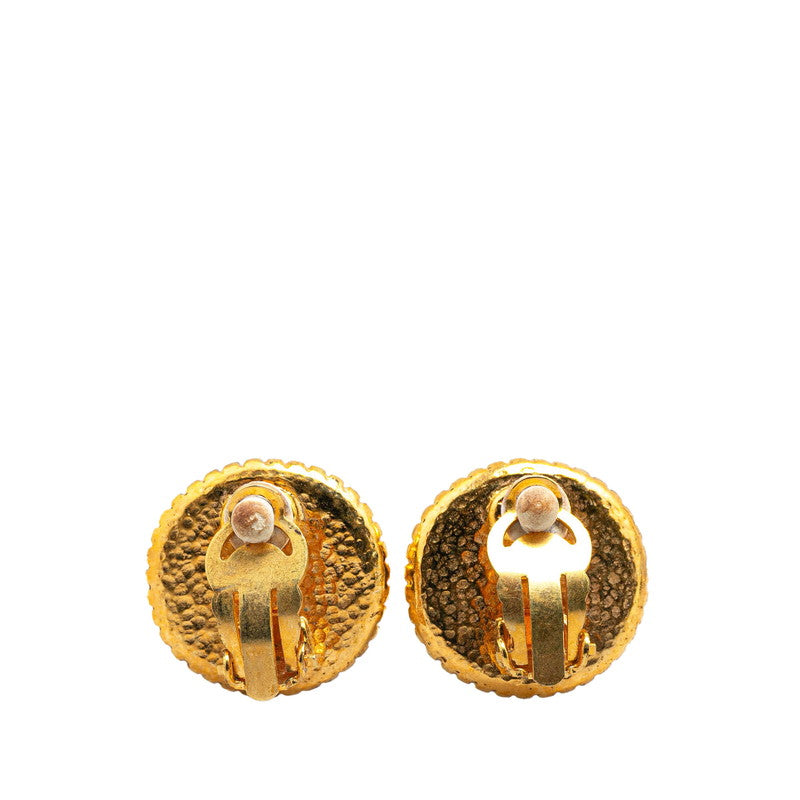 Chanel Vintage Coco Mark Round Earrings Gold