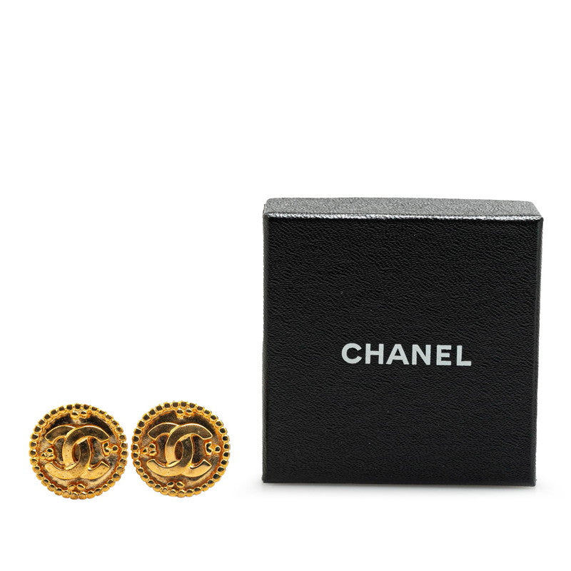 Chanel Vintage Coco Mark Round Earrings Gold