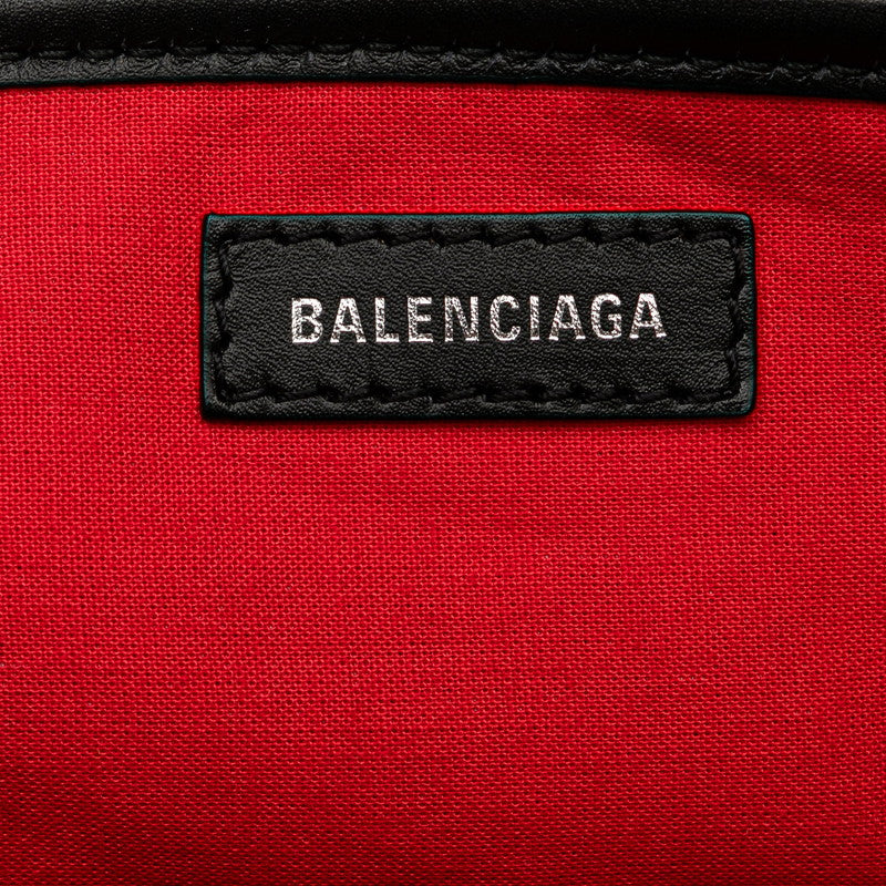 Balenciaga Wool Leather Navy Cabas M Check Handbag Tote 339933 in Great Condition