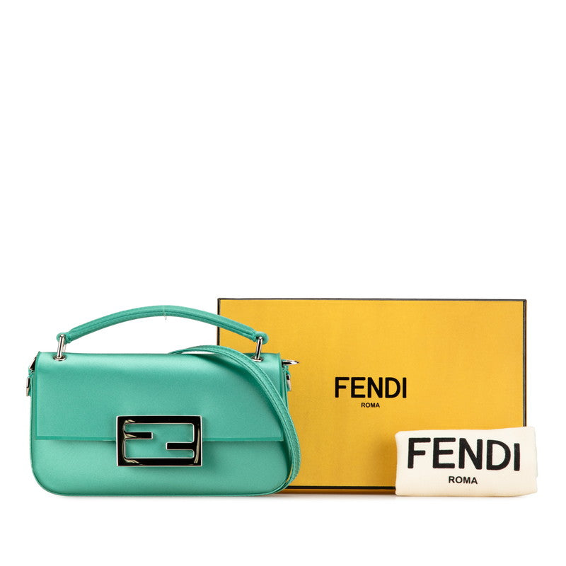 Fendi Silk Leather Emerald Baguette Phone Pouch