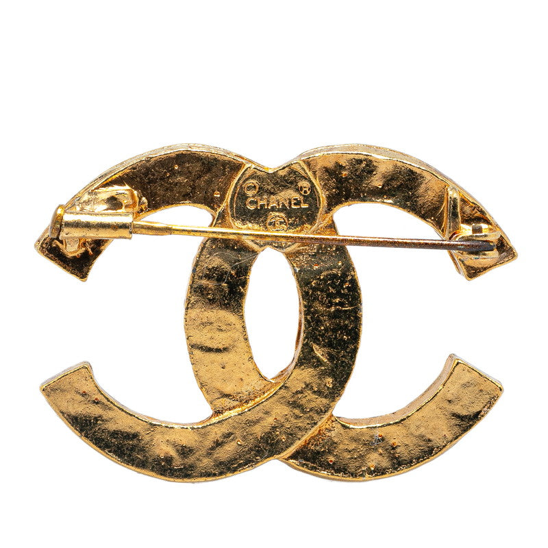 Chanel Coco Mark Rhinestone Brooch Gold