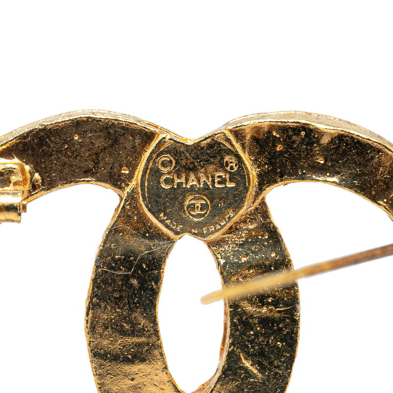 Chanel Coco Mark Rhinestone Brooch Gold