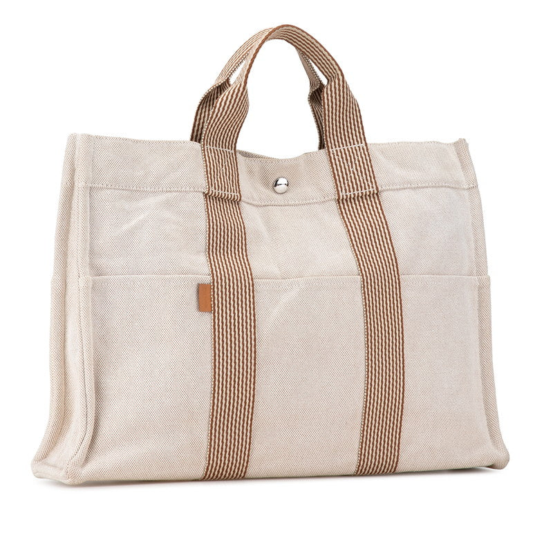 Hermes Canvas New Fourre Tout Tote MM Beige in Great Condition