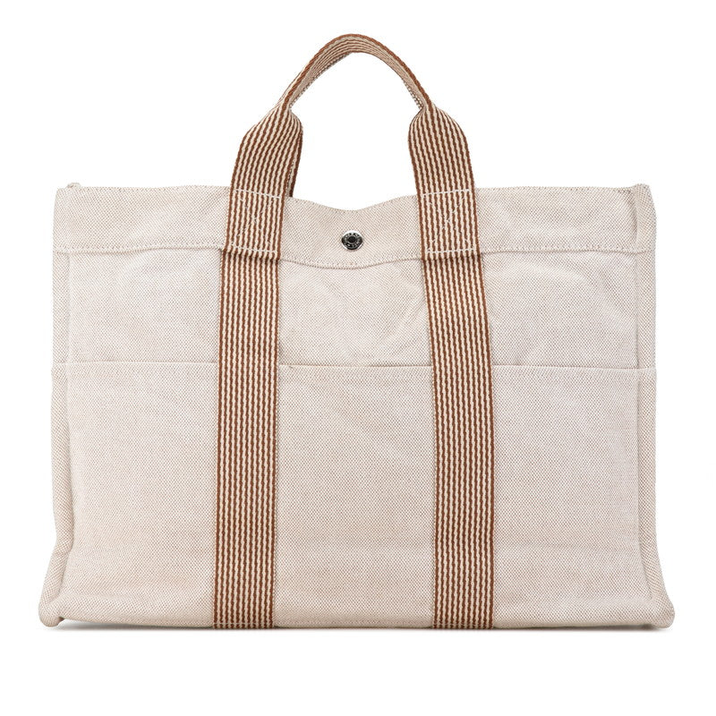 Hermes Canvas New Fourre Tout Tote MM Beige in Great Condition